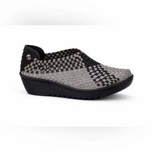 Bernie Mev Gem Yael Woven Platform Comfort Shoe Metallic Neutral NIB Size 5